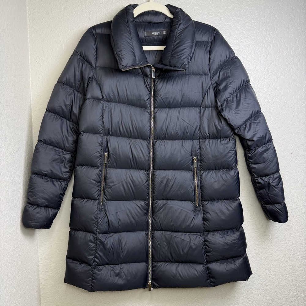 Mango Basics Women’s Black Full Zip Down Lightweight Puffer Jacket Size Medium